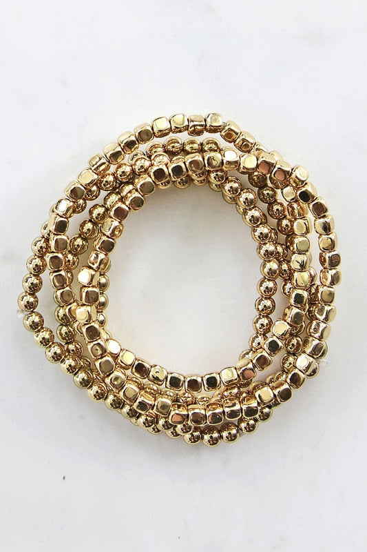 Gold Beaded Stretch Bracelet Set - bracelet - Jimberly's Boutique