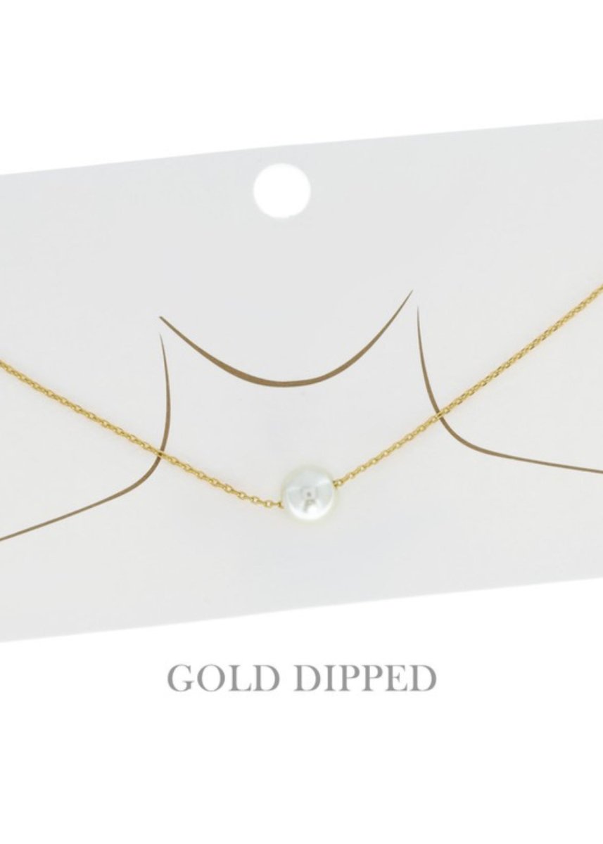Gold Dipped Floating Pearl Pendant Necklace - -Jimberly's Boutique-Olive Branch-Mississippi