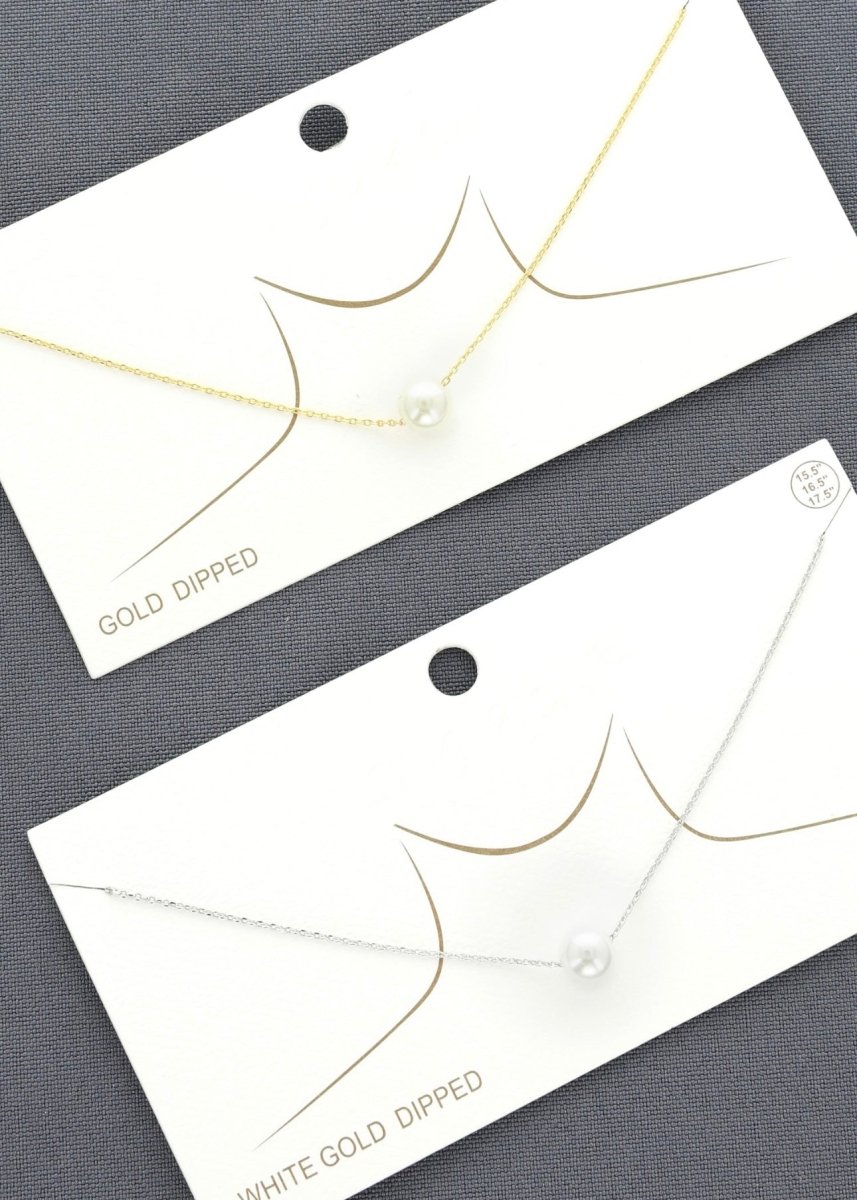 Gold Dipped Floating Pearl Pendant Necklace - -Jimberly's Boutique-Olive Branch-Mississippi