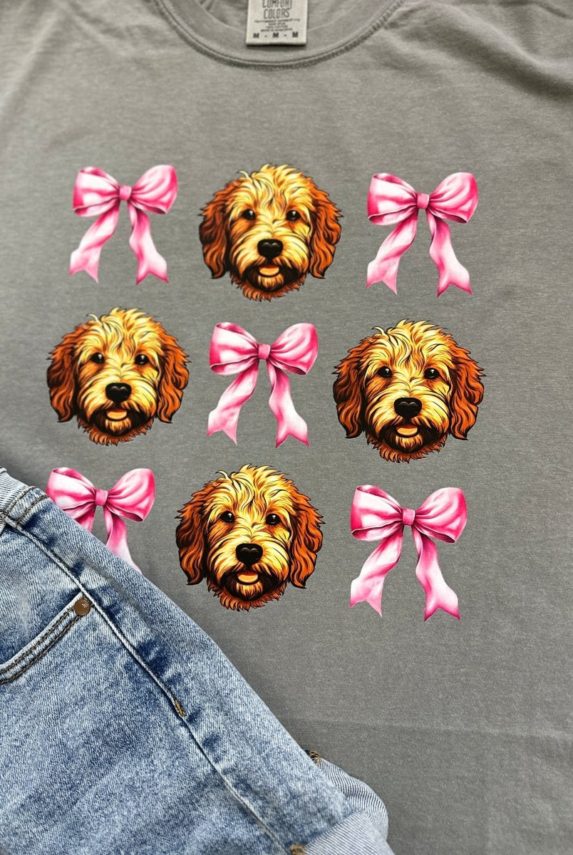 Goldendoodle and Bows | Graphic Tee | Comfort Colors - Graphic Tee -Jimberly's Boutique-Olive Branch-Mississippi