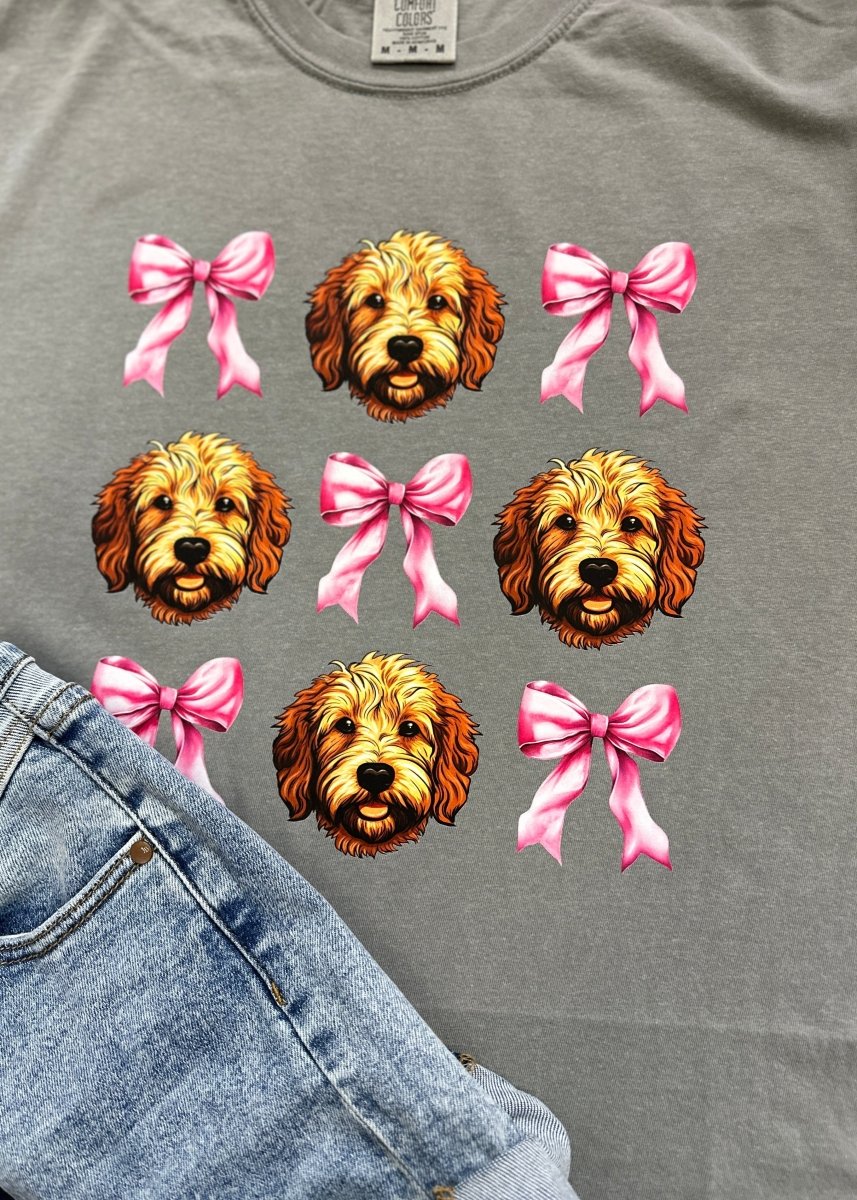 Goldendoodle and Bows | Graphic Tee | Comfort Colors - Graphic Tee -Jimberly's Boutique-Olive Branch-Mississippi