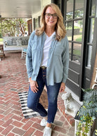 Griffin Gauze Button Down Shirt - Blue Grey - -Jimberly's Boutique-Olive Branch-Mississippi
