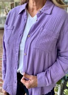 Griffin Gauze Button Down Shirt - Lavender - -Jimberly's Boutique-Olive Branch-Mississippi