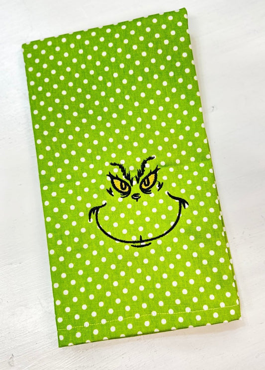 Grinch Eyes Embroidered Tea Towel - tea towel - Jimberly's Boutique