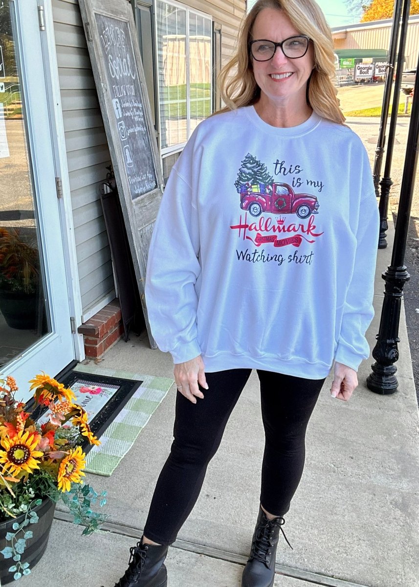 Hallmark Watching Shirt Sweatshirt-White - Graphic Tee - Jimberly's Boutique