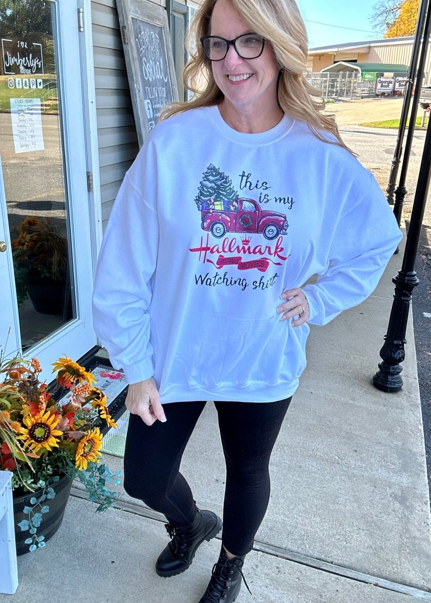 Hallmark Watching Shirt Sweatshirt-White - Graphic Tee - Jimberly's Boutique