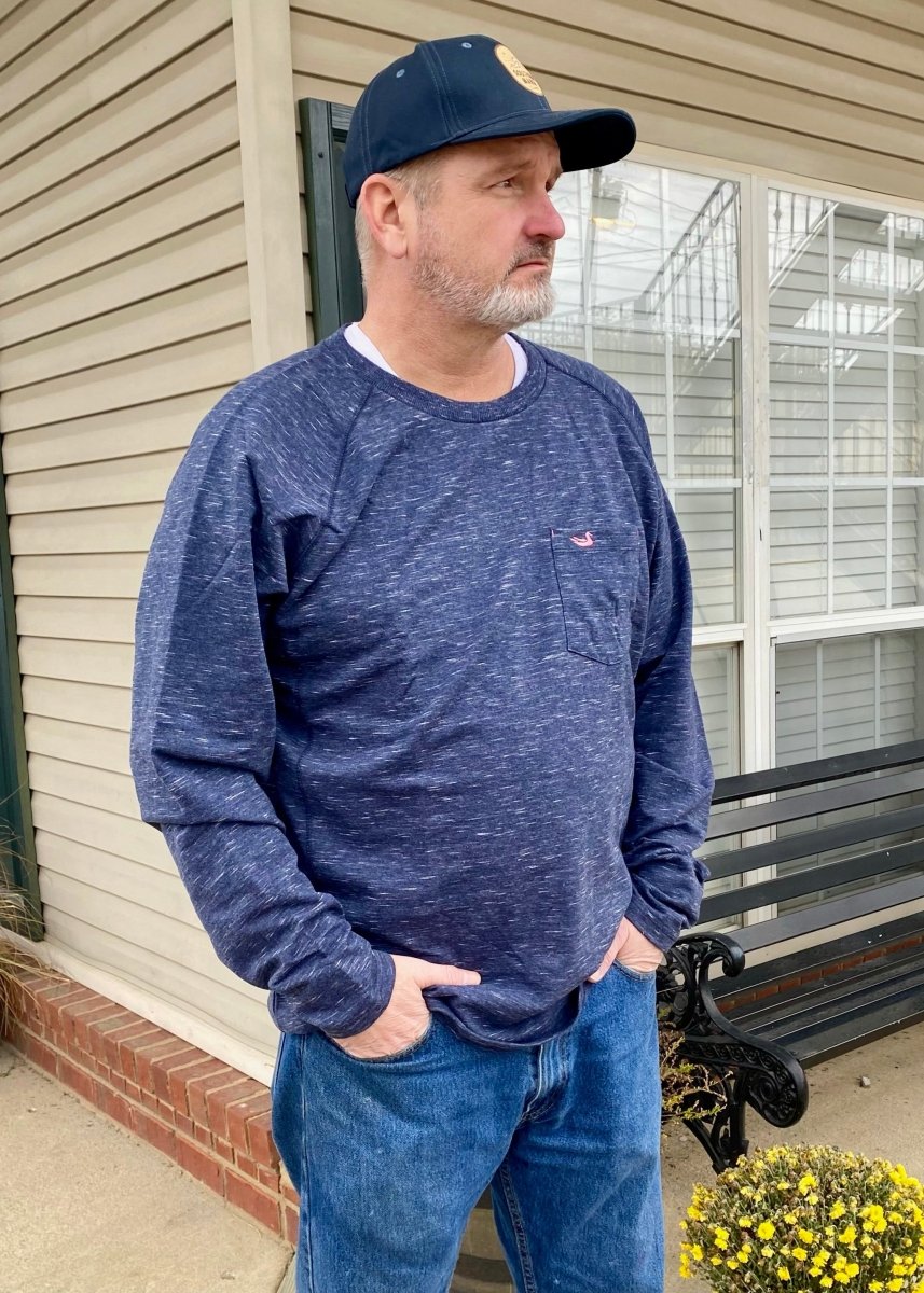 Hearth French Terry Long Sleeve Tee - Washed Navy - Graphic Tee - Jimberly's Boutique