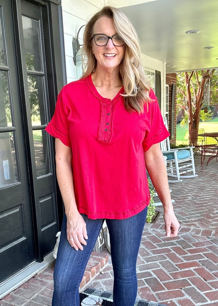 Hearts on Fire Raw Edge Top | Jimberly's Boutique | Olive Branch | MS - Jimberly's Boutique