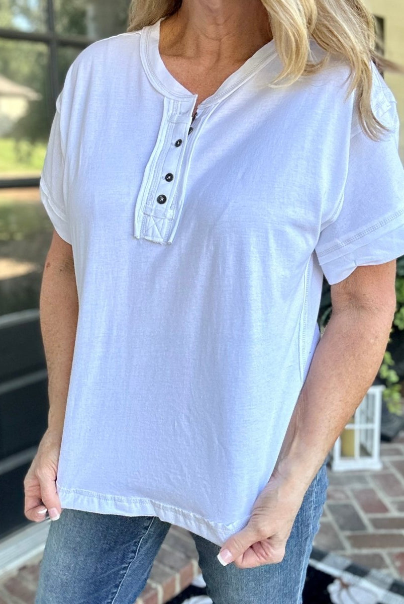 Hearts on Fire Raw Edge Top - White | Jimberly's Boutique | Olive Branch | MS - -Jimberly's Boutique-Olive Branch-Mississippi