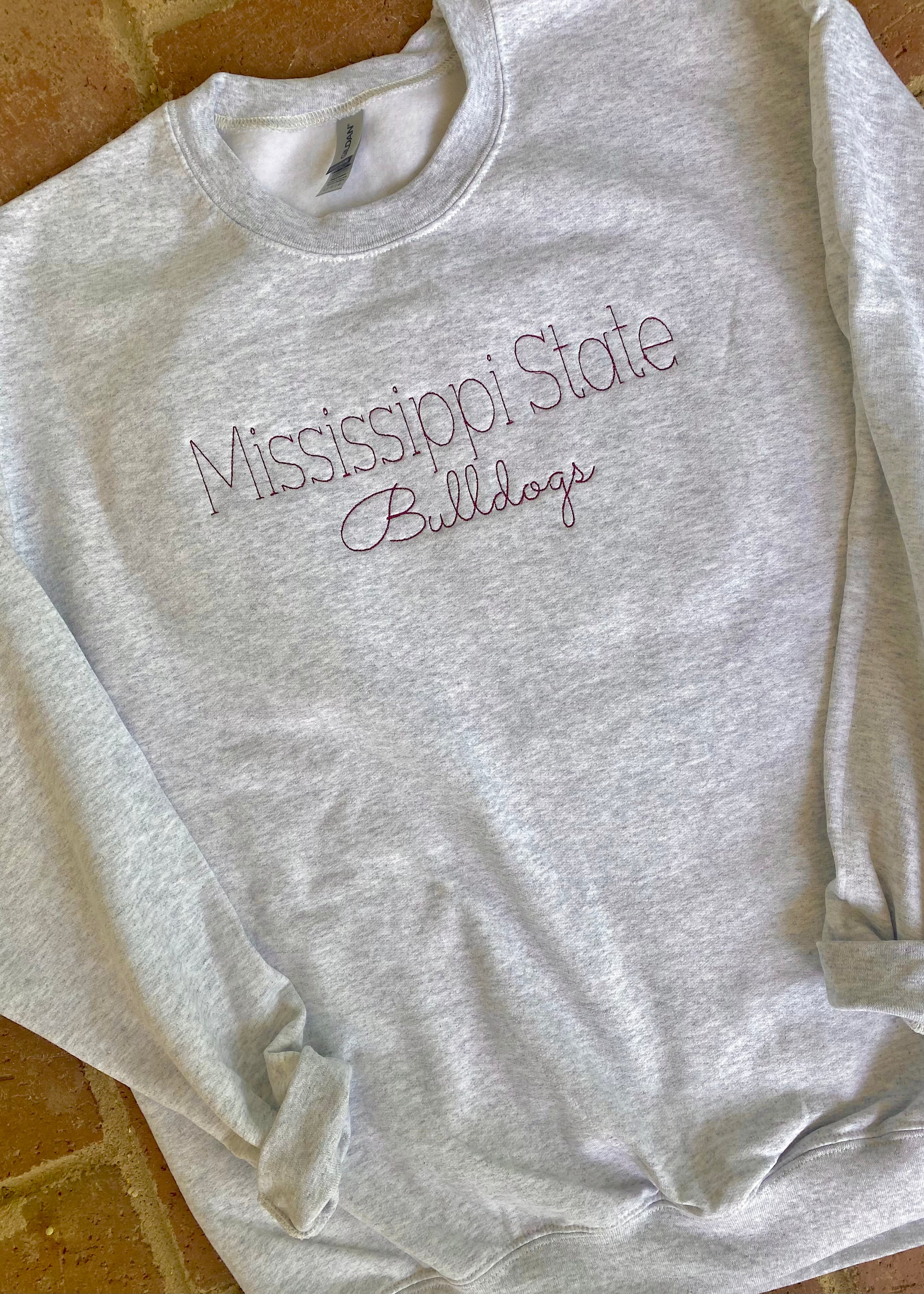Mississippi State Stitched Sweatshirt - Light Grey - Jimberly's Boutique
