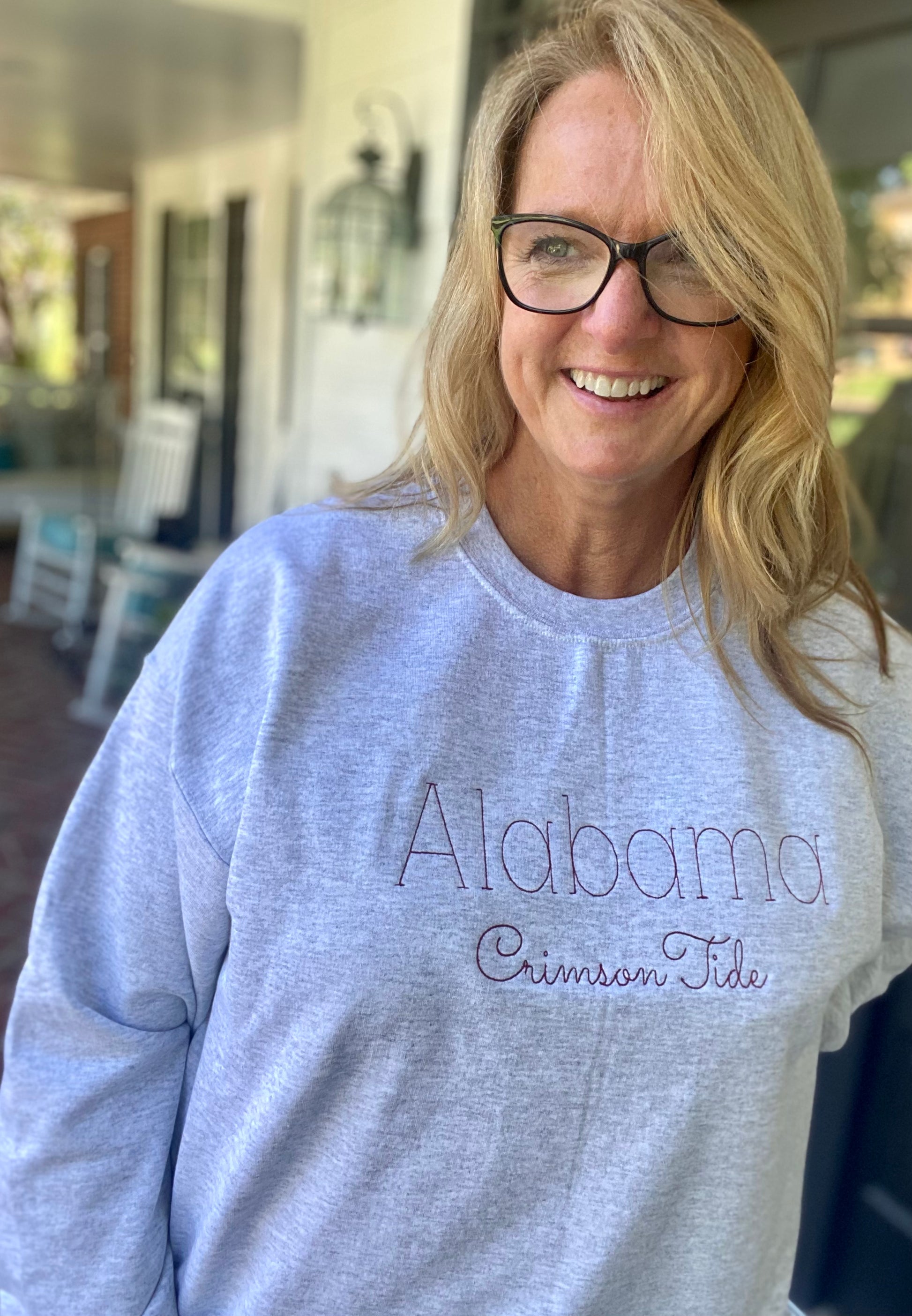 Alabama Crimson Tide Stitched Sweatshirt - Light Grey - Jimberly's Boutique