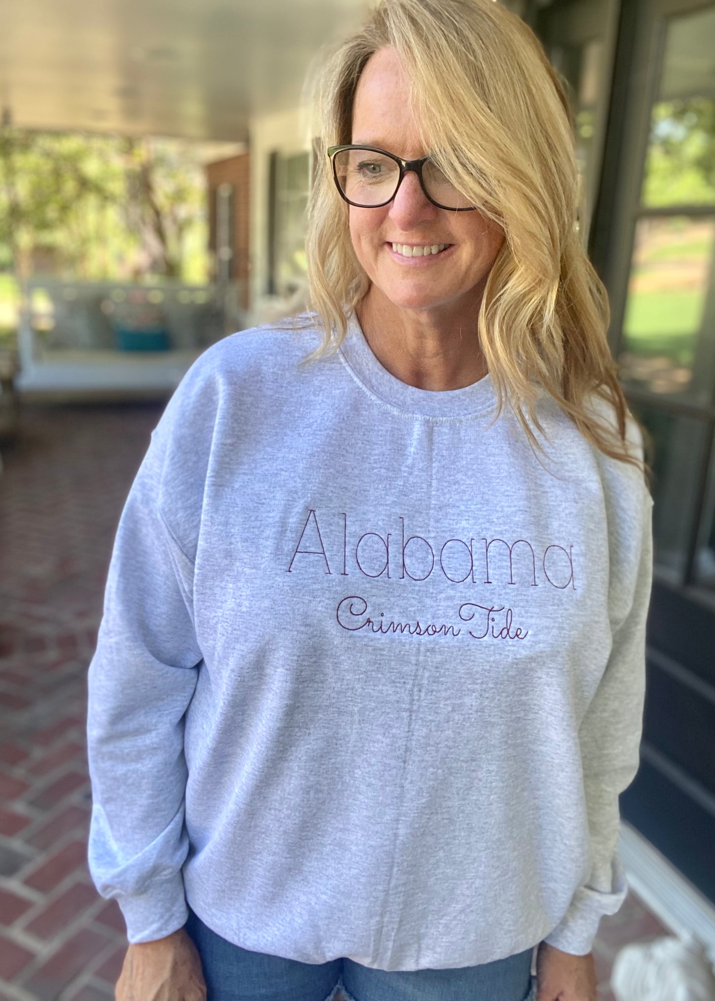 Alabama Crimson Tide Stitched Sweatshirt - Light Grey - Jimberly's Boutique