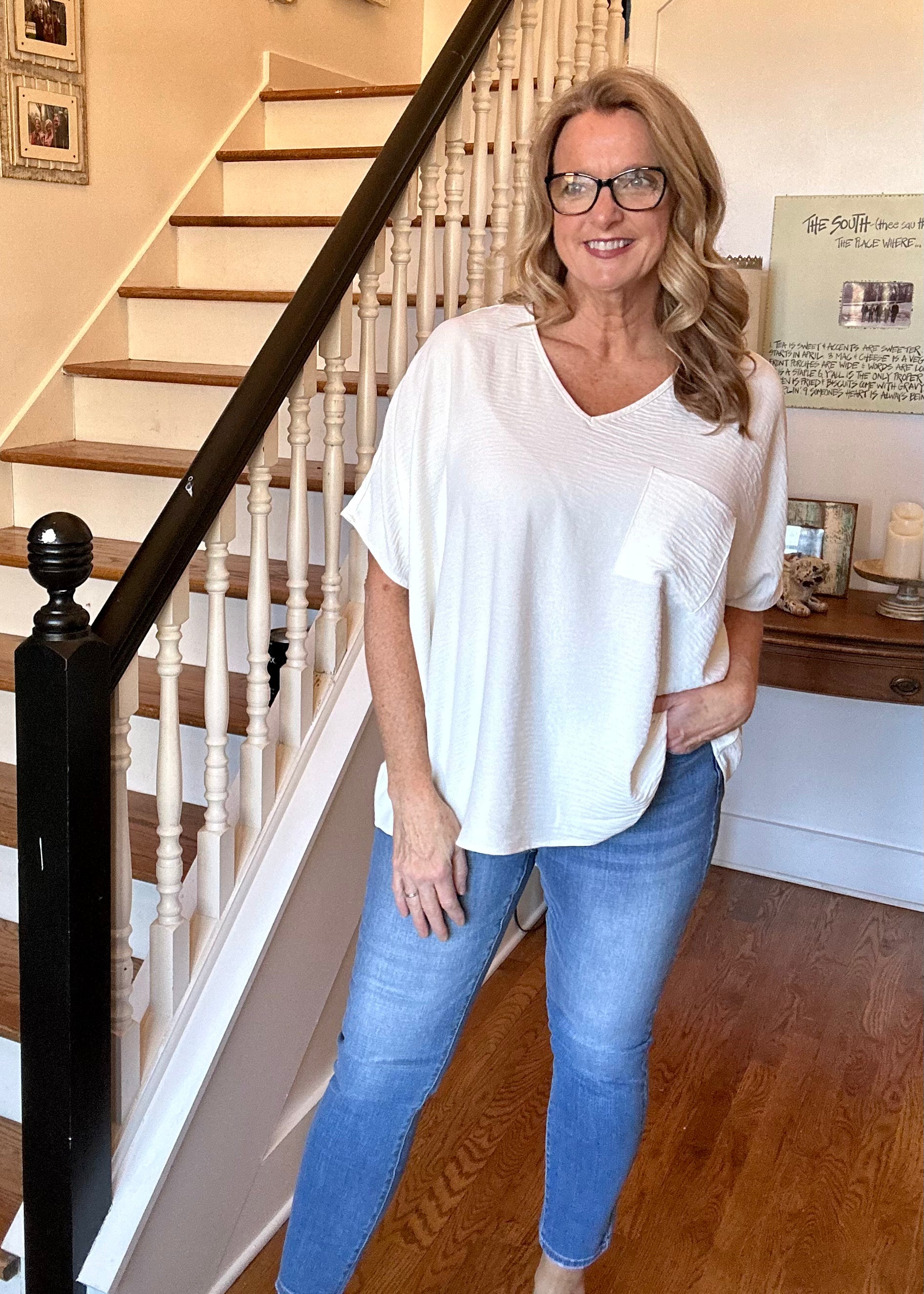 It Just Comes Natural V Neck Top - Ivory - -Jimberly's Boutique-Olive Branch-Mississippi