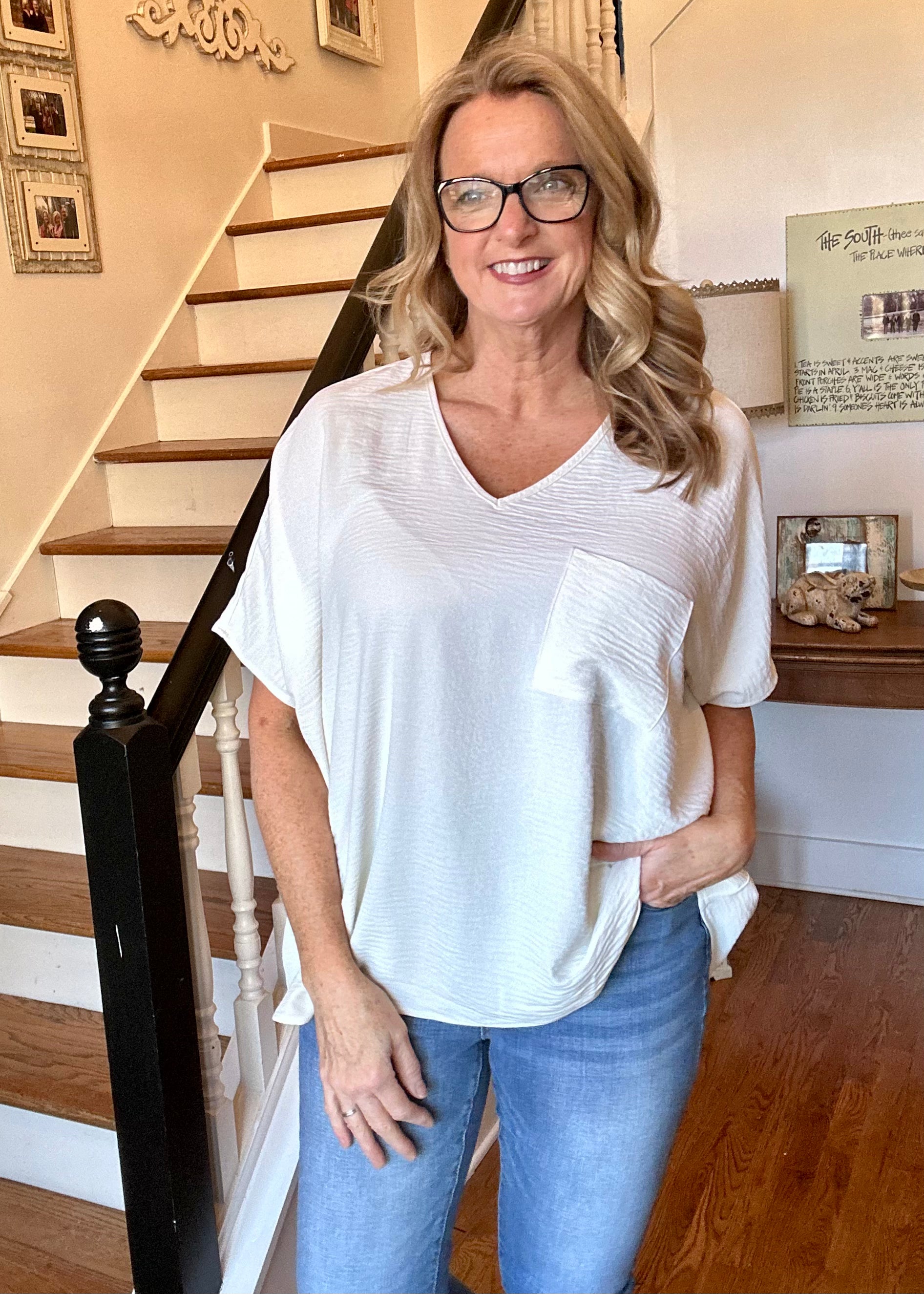 It Just Comes Natural V Neck Top - Ivory - -Jimberly's Boutique-Olive Branch-Mississippi