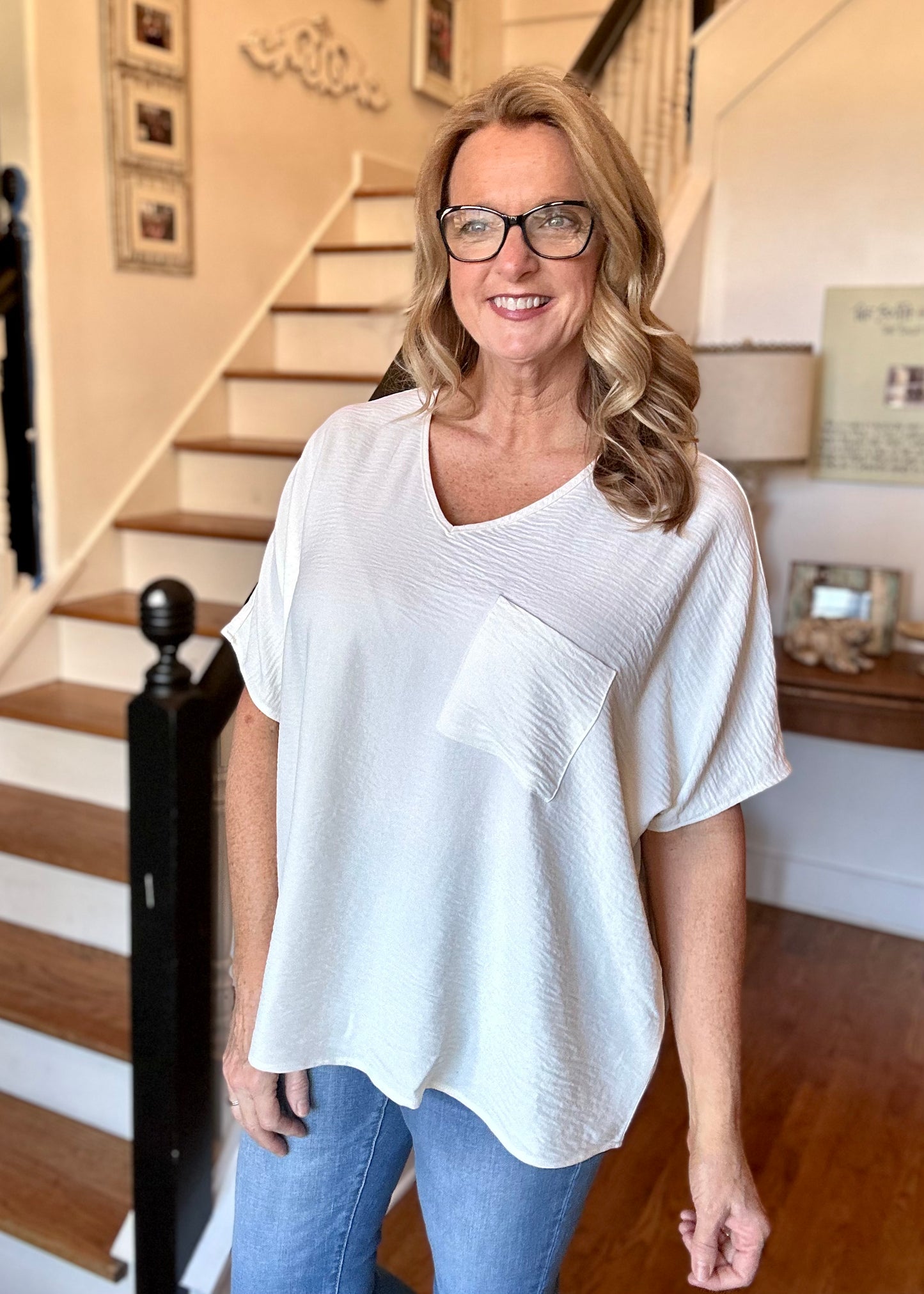 It Just Comes Natural V Neck Top - Ivory - Jimberly's Boutique