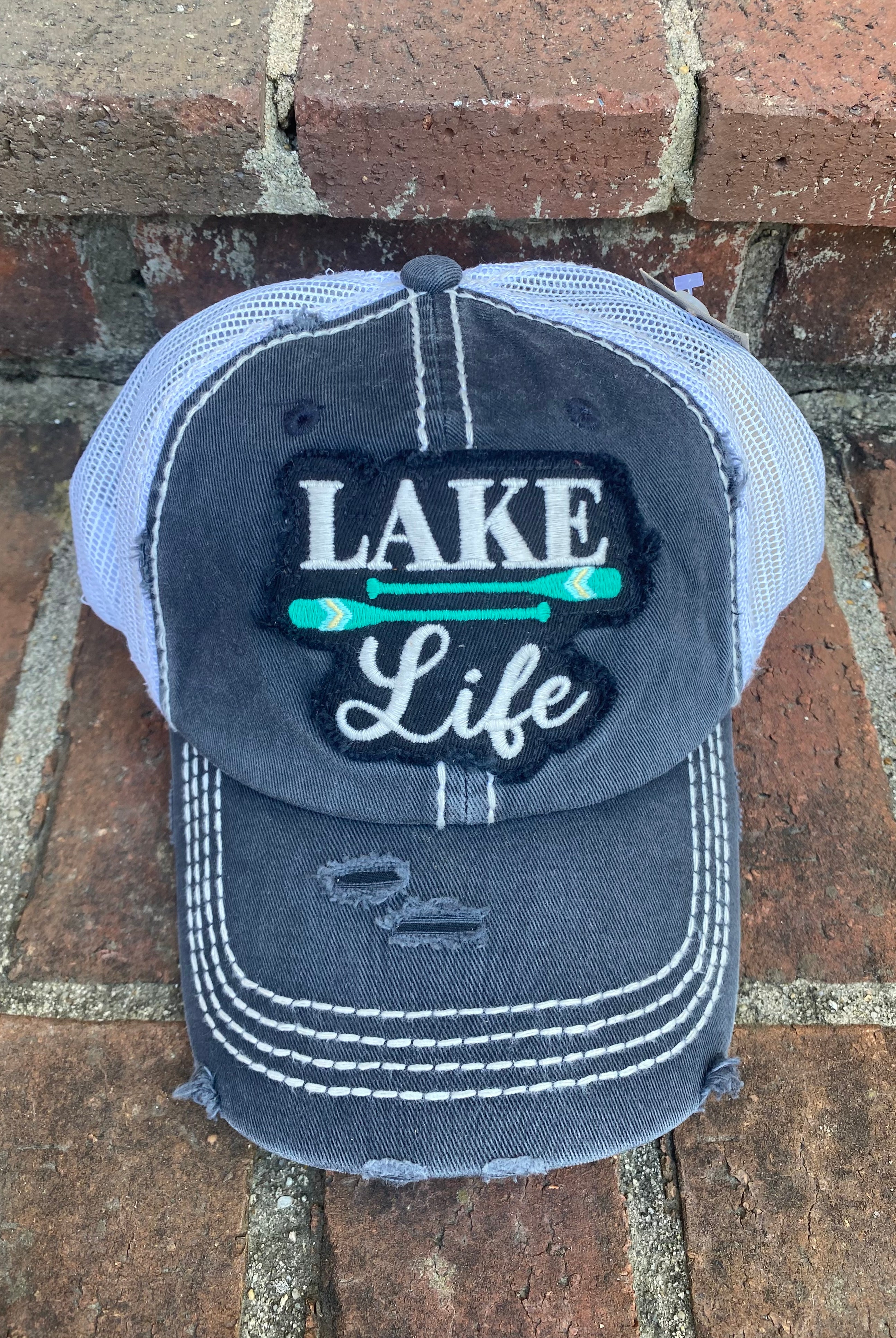 Lake Life Distressed Cap- Navy - Ball Cap -Jimberly's Boutique-Olive Branch-Mississippi