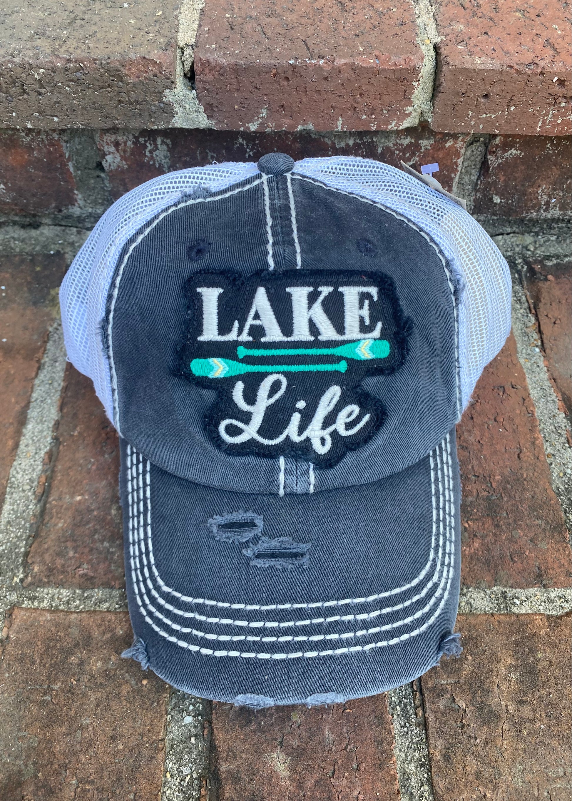 Lake Life Distressed Cap- Navy - Jimberly's Boutique