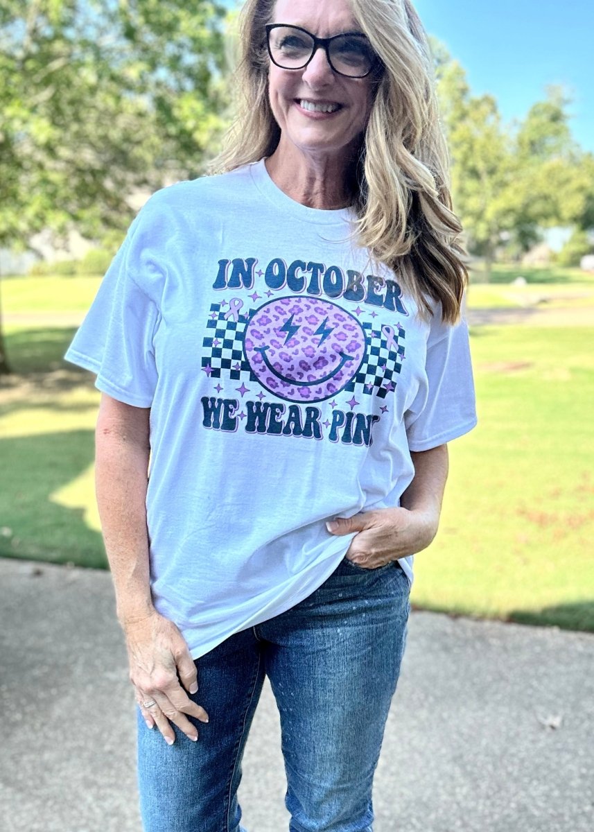 In October We Wear Pink Short Sleeve Graphic Tee - Graphic Tee - Jimberly's Boutique