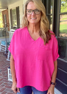 It Just Comes Natural V Neck Top - Fuchsia (Curvy Too) - -Jimberly's Boutique-Olive Branch-Mississippi