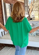 It Just Comes Natural V Neck Top - Kelly Green - Casual Top -Jimberly's Boutique-Olive Branch-Mississippi