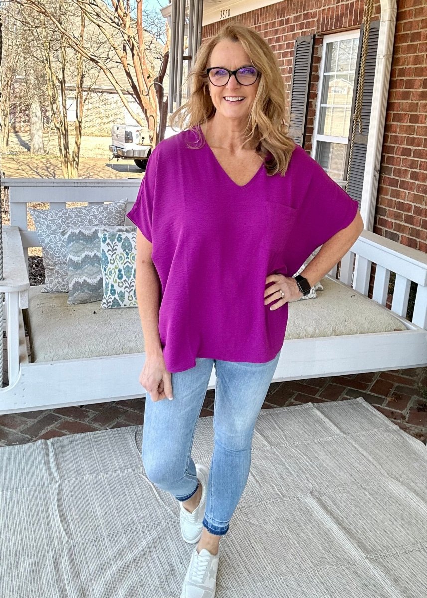 It Just Comes Natural V Neck Top - Light Plum - Casual Top -Jimberly's Boutique-Olive Branch-Mississippi