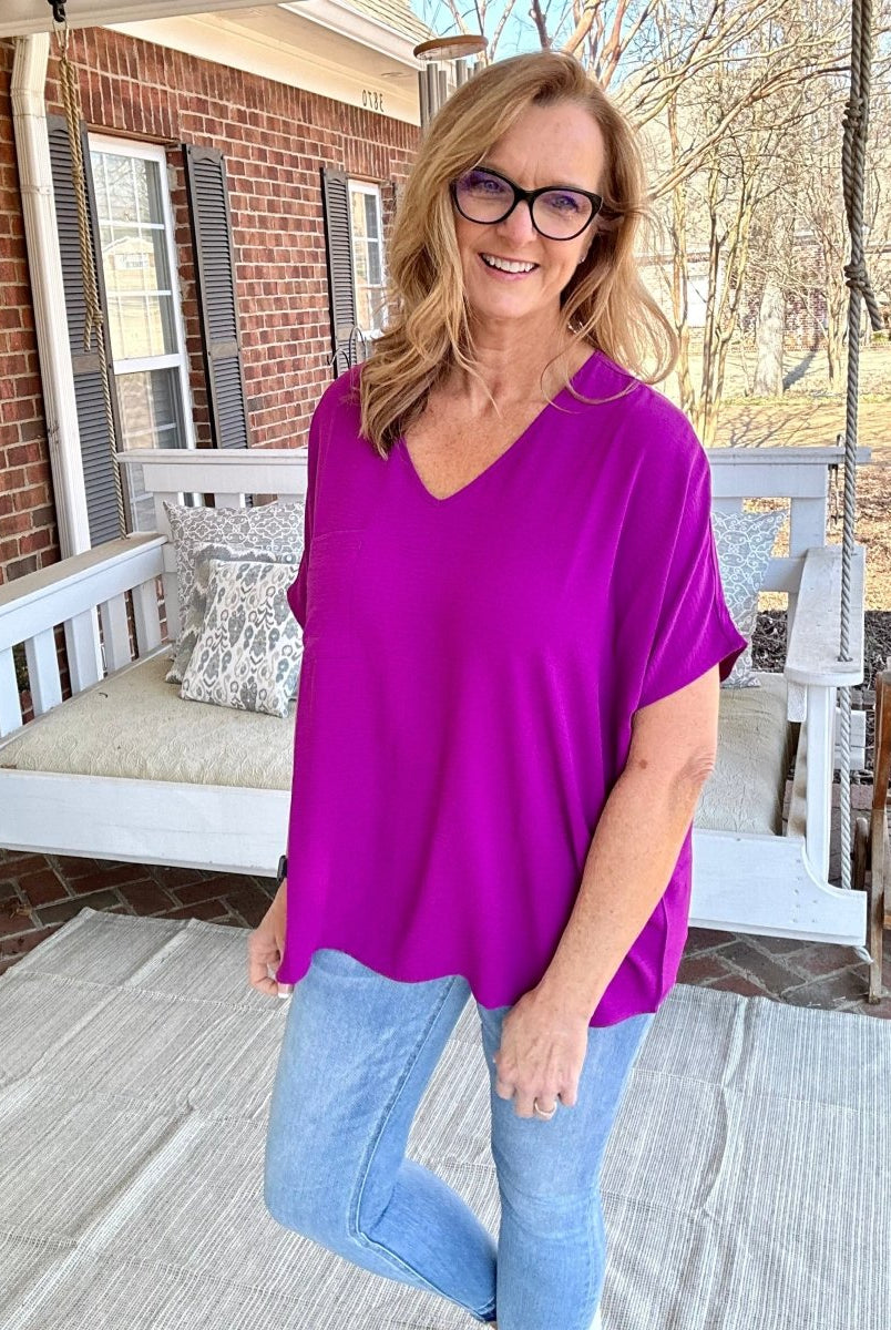 It Just Comes Natural V Neck Top - Light Plum - Casual Top -Jimberly's Boutique-Olive Branch-Mississippi