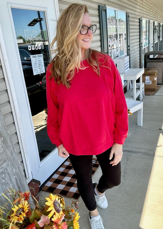 "Jimberly's Deal" Ruby - Raglan Sleeve Round Neck Pullover (Optional Left Chest Monogram) - Cotton Pullover - Jimberly's Boutique
