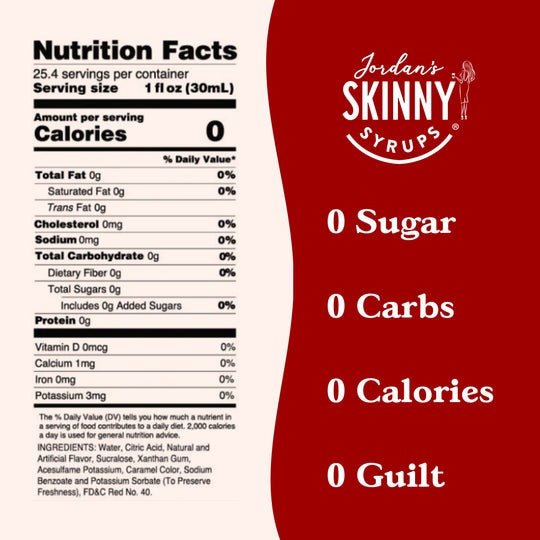 Jordan's Sugar Free Cherry Flavor Infusion - Skinny Syrups - 25.4/750ml - Skinny Syrups - Jimberly's Boutique