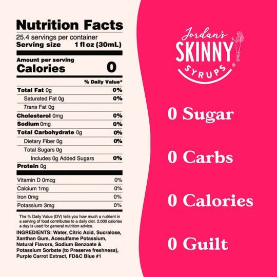 Jordan's Sugar Free Dragonfruit Acai Flavor Infusion- Skinny Syrups - 25.4/750ml - Skinny Syrups - Jimberly's Boutique