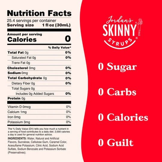 Jordan's Sugar Free Raspberry Syrup - Skinny Syrups - 25.4/750ml - Skinny Syrups - Jimberly's Boutique