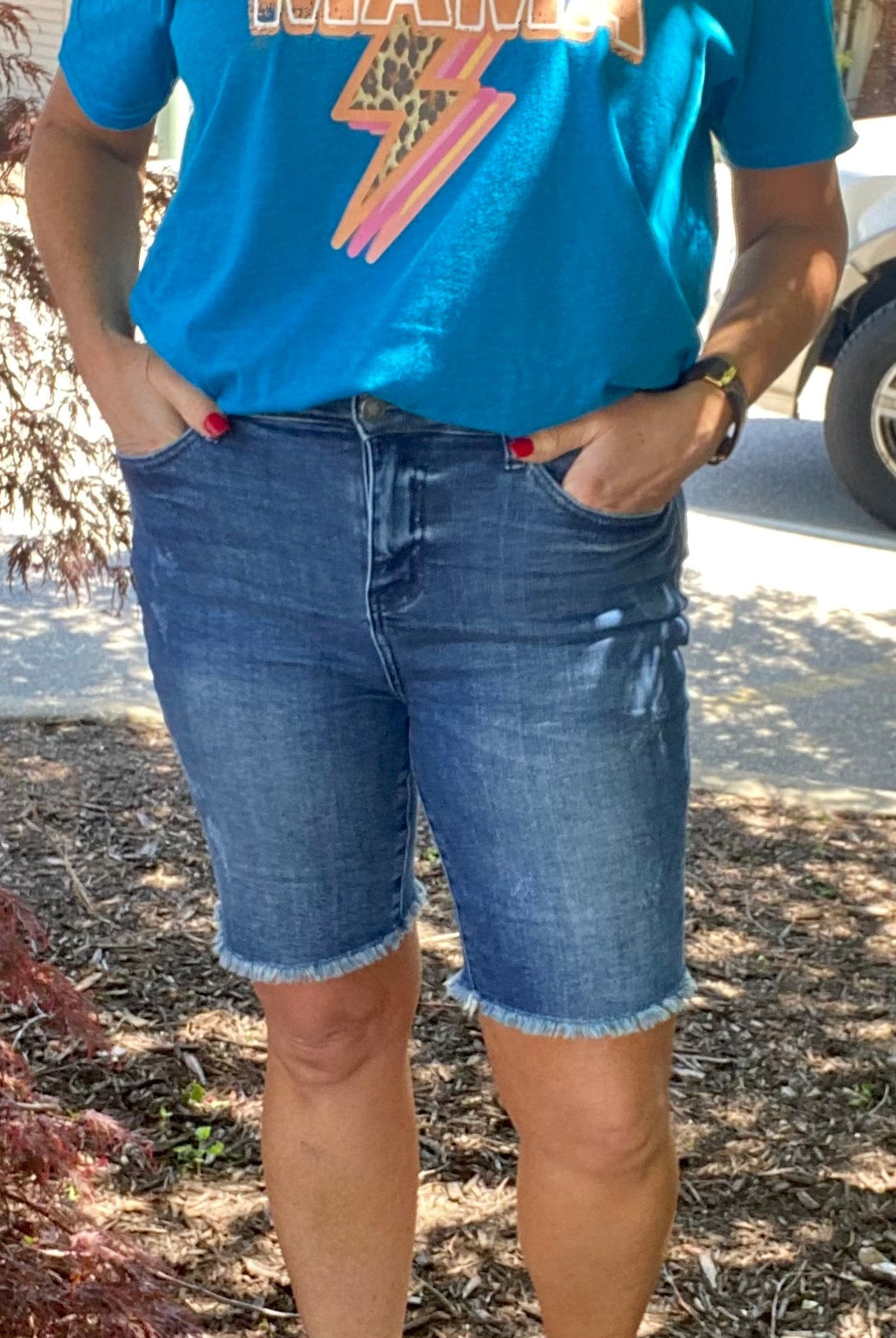 Judy Blue High Rise Cut Off Bermuda Shorts - shorts -Jimberly's Boutique-Olive Branch-Mississippi