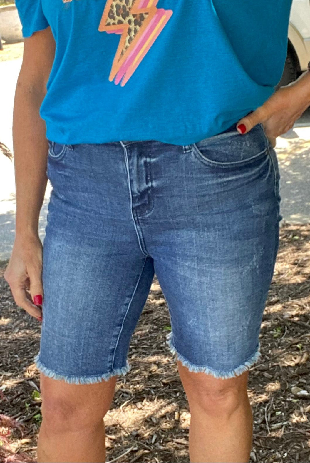Judy Blue High Rise Cut Off Bermuda Shorts - shorts -Jimberly's Boutique-Olive Branch-Mississippi