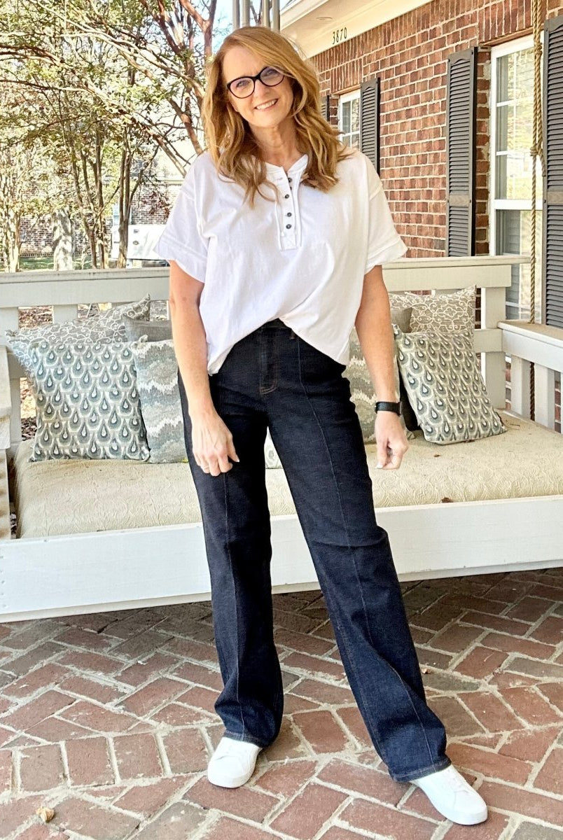 Judy Blue High Waist Front Seam Wide Leg Jeans - 33" Inseam - Judy Blue Jeans -Jimberly's Boutique-Olive Branch-Mississippi