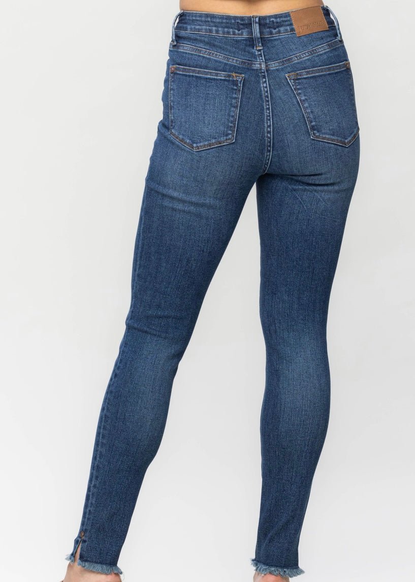 Judy Blue High Waist Tummy Control Fray Hem Skinny Jeans - Judy Blue Skinny Jeans - Jimberly's Boutique