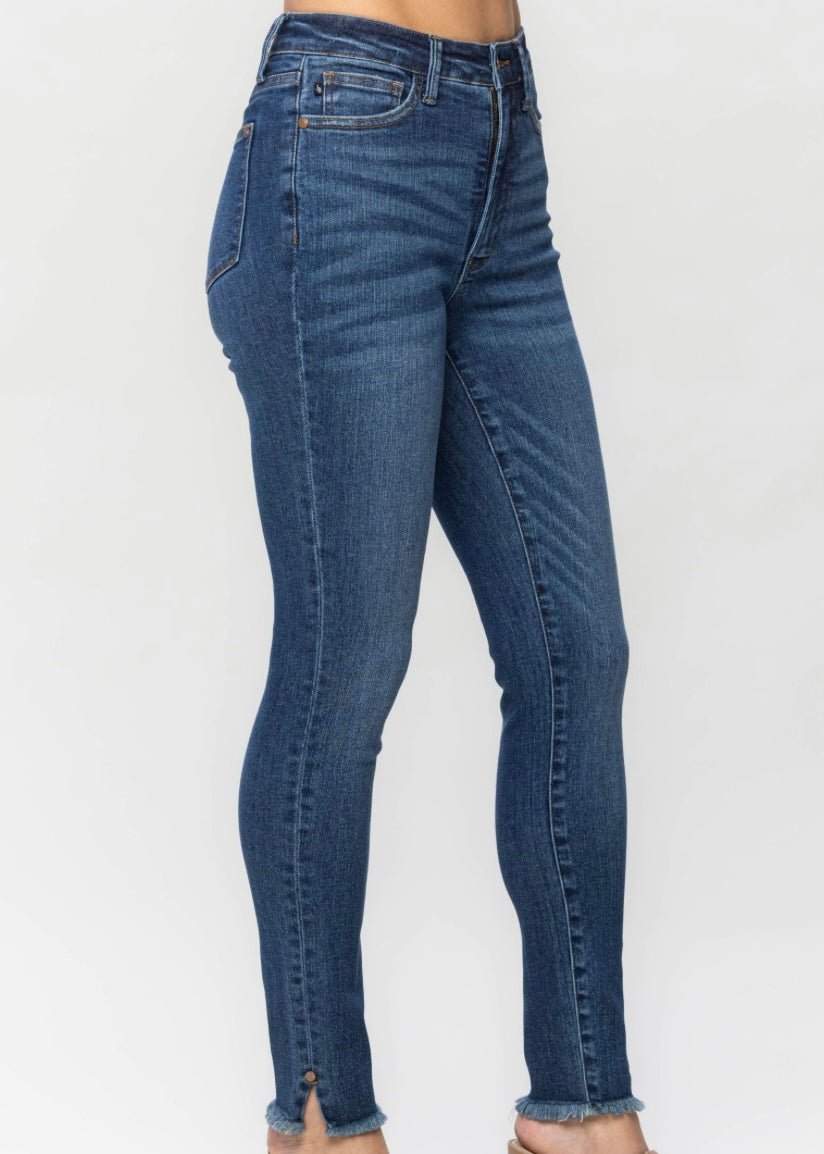 Judy Blue High Waist Tummy Control Fray Hem Skinny Jeans - Judy Blue Skinny Jeans - Jimberly's Boutique
