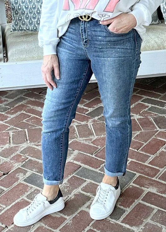 Judy Blue Jeans | High Rise | Bleach Splash | Boyfriend - Boyfriend Jeans - Jimberly's Boutique