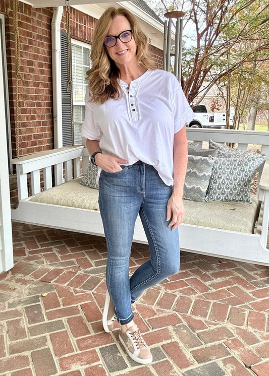 Judy Blue Jeans | High Waist | Skinny | Side Slit | Released Hem - Jimberly's Boutique