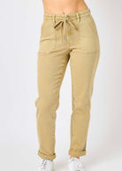 Judy Blue Jogger | High Waist | Khaki - Judy Blue Joggers -Jimberly's Boutique-Olive Branch-Mississippi