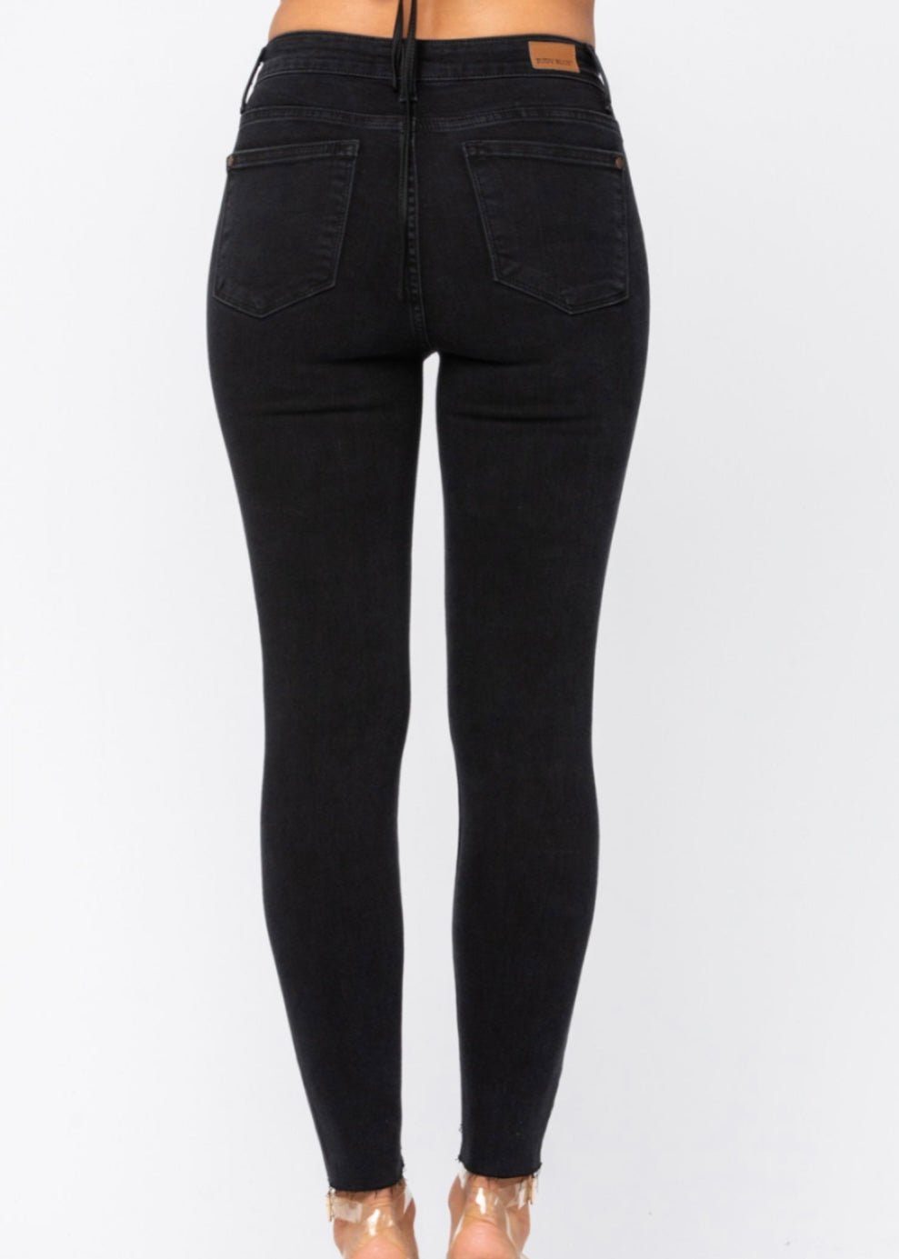 Judy Blue Karma Black Destroyed Leopard Patch Skinny Jeans - jeans - Jimberly's Boutique