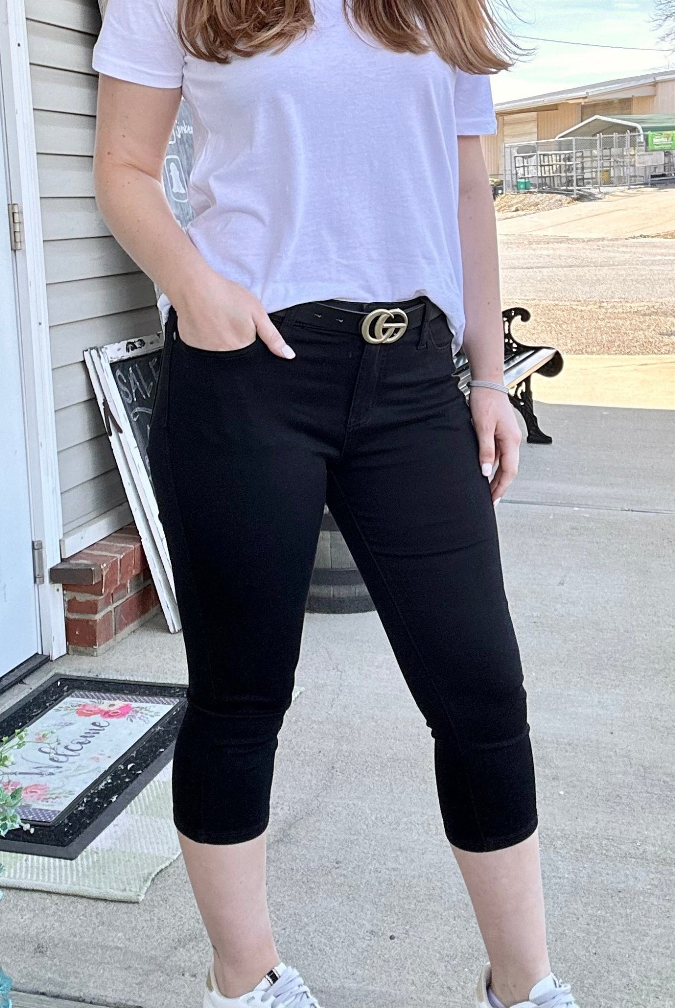 Judy Blue Kyrie Mid Rise Black Skinny Capri Jeans - -Jimberly's Boutique-Olive Branch-Mississippi