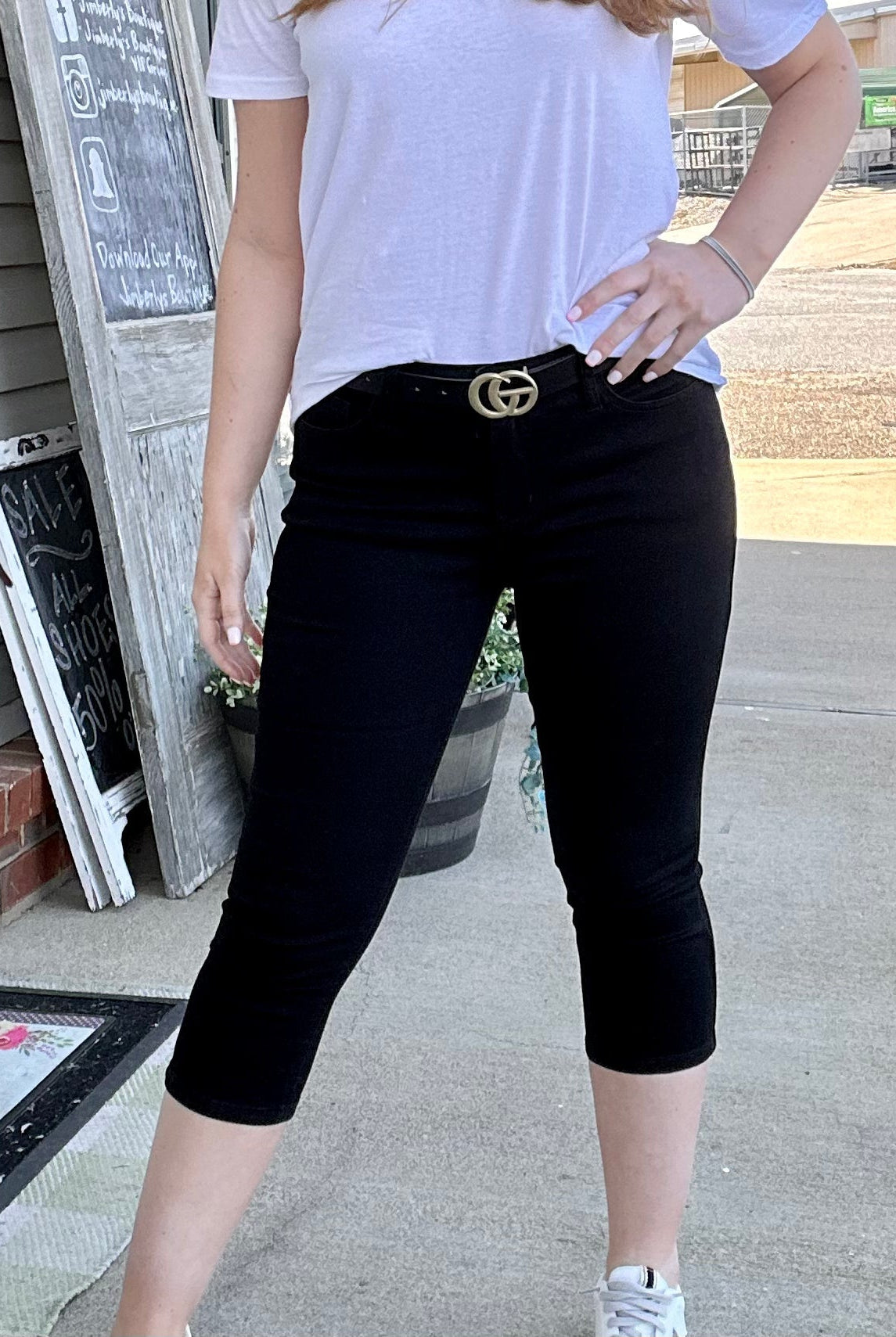 Judy Blue Kyrie Mid Rise Black Skinny Capri Jeans - -Jimberly's Boutique-Olive Branch-Mississippi