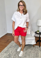Judy Blue Mid Rise Garment Dyed Fray Hem Shorts - Red - shorts -Jimberly's Boutique-Olive Branch-Mississippi