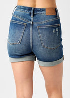 Judy Blue Shorts Hi Waist Tummy Control Vintage Washed Cuffed - Judy Blue Shorts -Jimberly's Boutique-Olive Branch-Mississippi