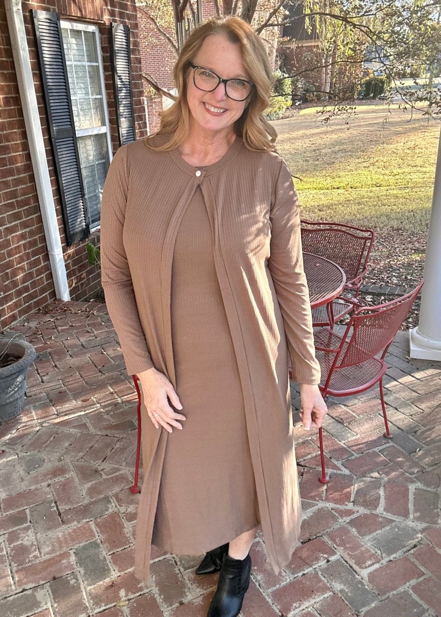 Knit Tank Dress with Jacket - Mocha - -Jimberly's Boutique-Olive Branch-Mississippi