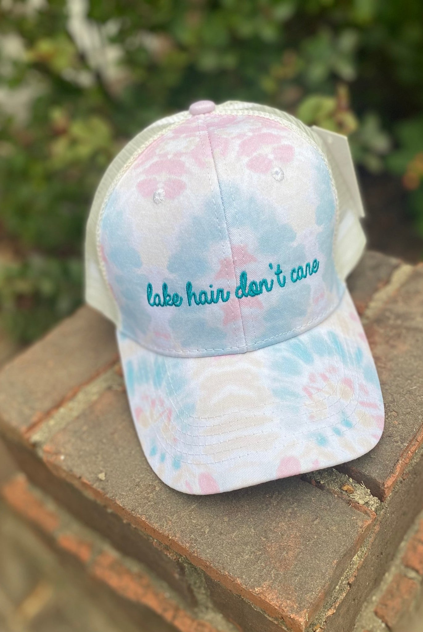 Lake Hair Don't Care Pastel Tie Dye Trucker Hat/Cap - Ball Cap -Jimberly's Boutique-Olive Branch-Mississippi