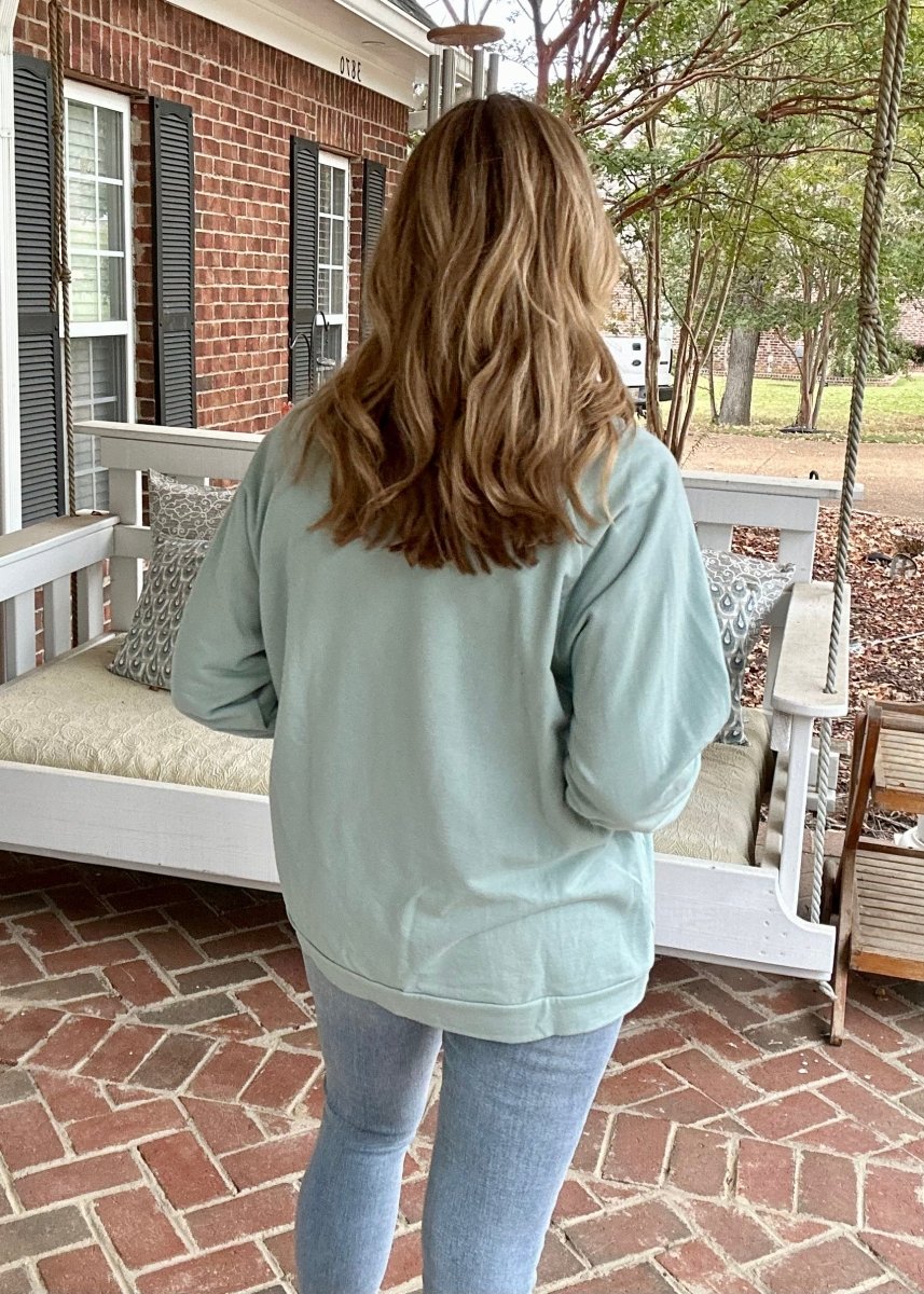 Leopard Pumpkin | Embroidered | Light Green | Lightweight Sweatshirt - Embroidered Lightweight Sweatshirtshirt - Jimberly's Boutique