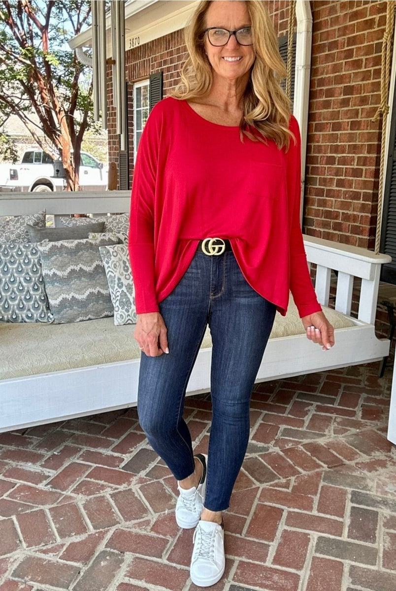 Living Free Dolman Sleeve Top - Red - -Jimberly's Boutique-Olive Branch-Mississippi