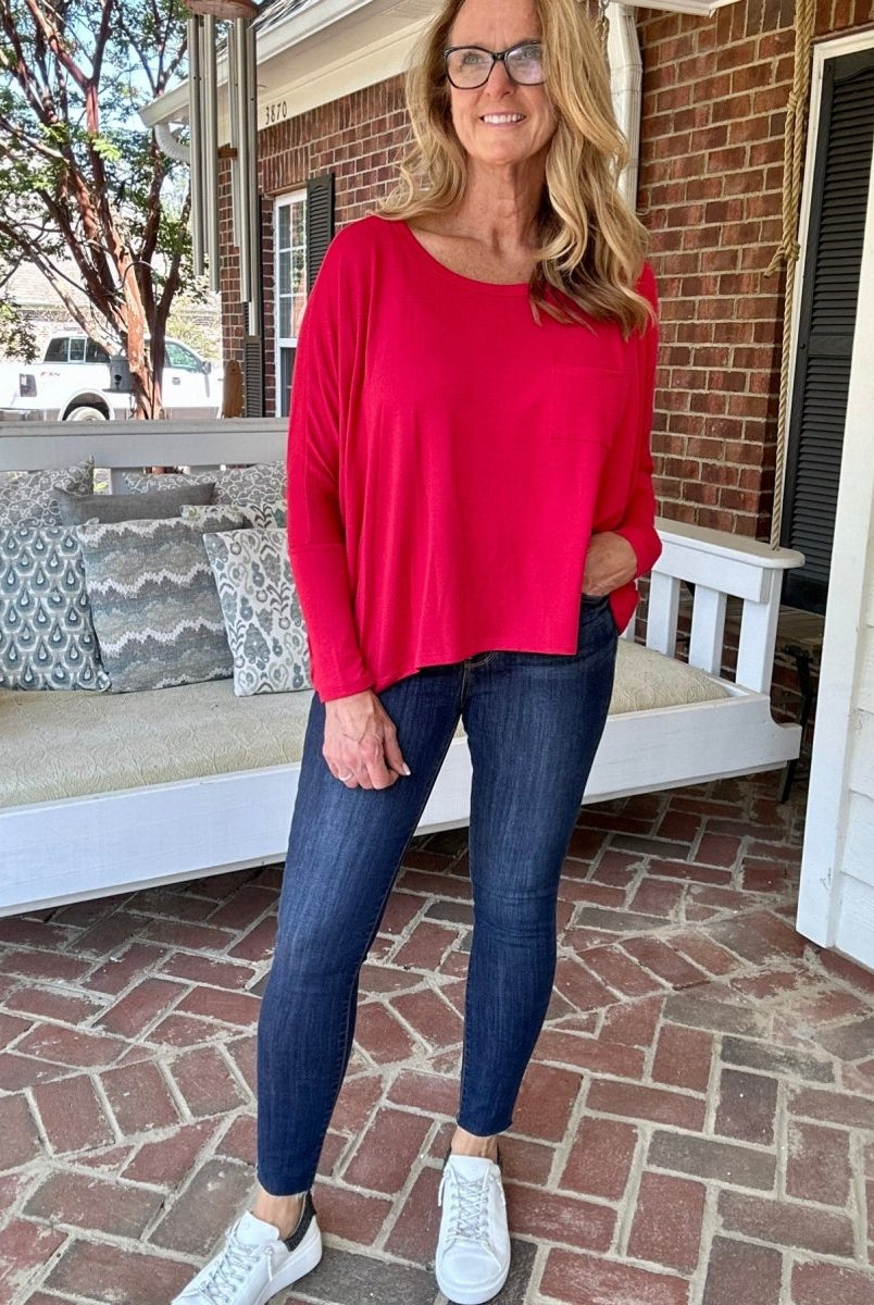 Living Free Dolman Sleeve Top - Red - -Jimberly's Boutique-Olive Branch-Mississippi