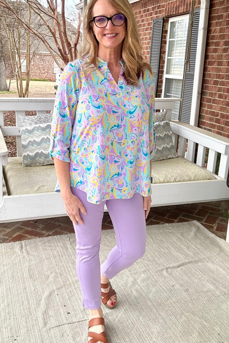 Lizzy Lavender Print Top | Dear Scalett - Casual Top -Jimberly's Boutique-Olive Branch-Mississippi