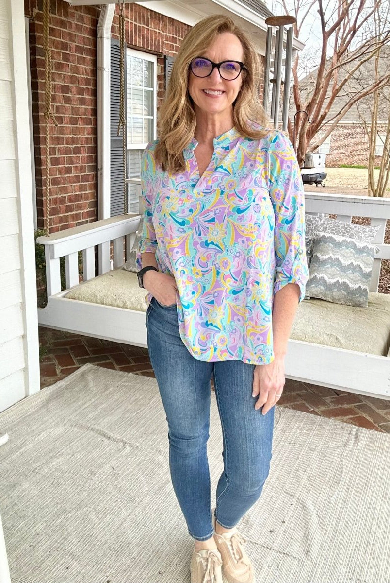 Lizzy Lavender Print Top | Dear Scalett - Casual Top -Jimberly's Boutique-Olive Branch-Mississippi